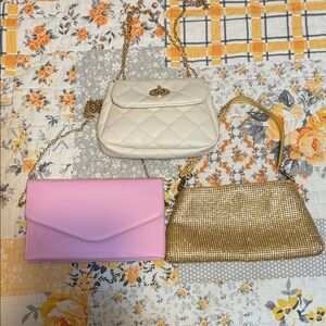 Steve Madden White, Pink, and Gold Clutches